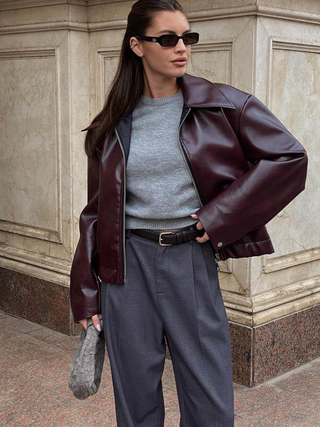 Elowyn | Deep Wine Leather Jacket