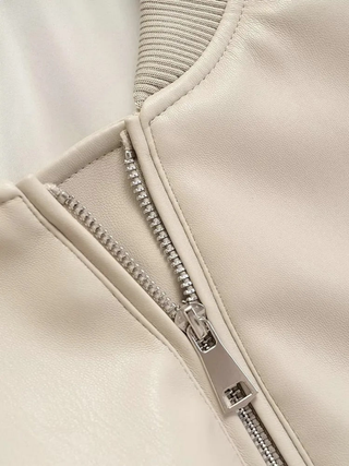 Zinnia | Cropped Faux Leather Bomber Jacket