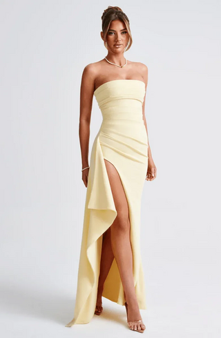 Lunessa Strapless Drape Maxi Dress – Cream