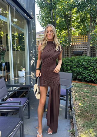 Lydia | Asymmetrical Ruched Maxi Dress