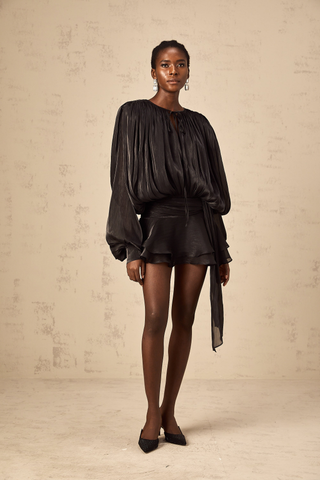 Selena | Charming Pleated Ruffled Mini Dress
