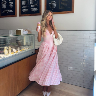 Lena | Bold Plaid Midi Dress