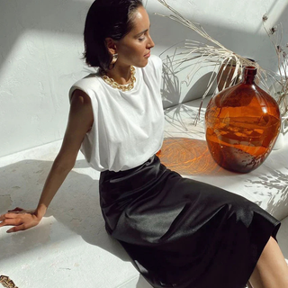 Ivy | Sleek Satin Midi Skirt