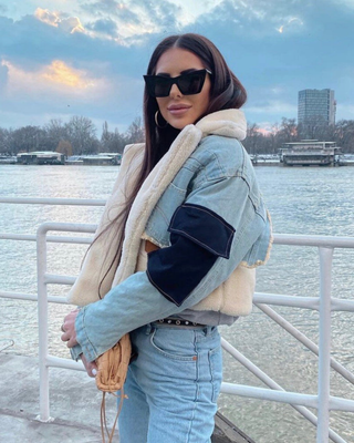 Renata | Rugged Denim Shearling Jacket