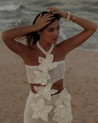 Calandra | Halter Knit Floral Mini Dress