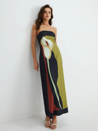 Lyra | Sleek Strapless Maxi Dress
