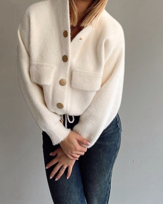Nolani | Soft White Plush Hoodie Jacket