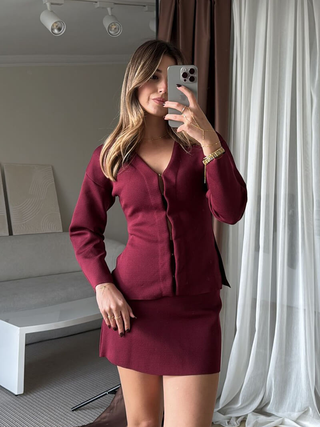 Ren | Red Wine Knit Set