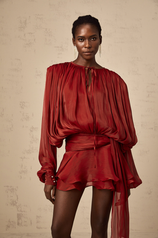Selena | Charming Pleated Ruffled Mini Dress