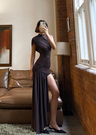 Lydia | Asymmetrical Ruched Maxi Dress