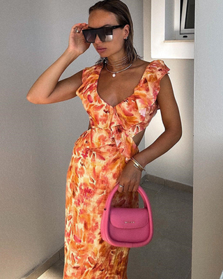 Sable | Flowing Ruffles Maxi Dress