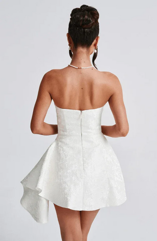 Vireya Strapless Asymmetric Playsuit – White