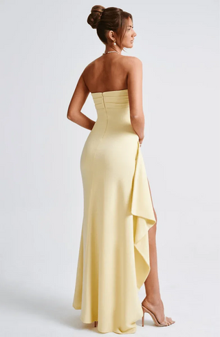 Lunessa Strapless Drape Maxi Dress – Cream