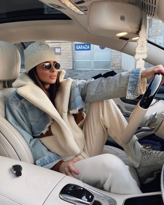 Renata | Rugged Denim Shearling Jacket