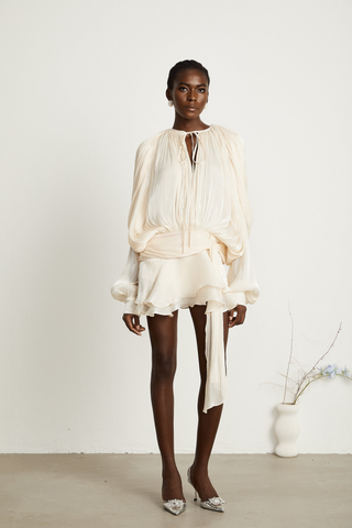 Selena | Charming Pleated Ruffled Mini Dress
