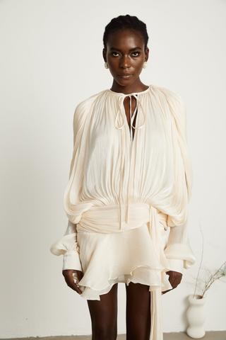 Selena | Charming Pleated Ruffled Mini Dress
