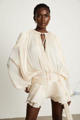 Selena | Charming Pleated Ruffled Mini Dress