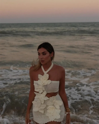 Calandra | Halter Knit Floral Mini Dress