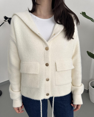 Nolani | Soft White Plush Hoodie Jacket