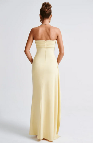 Lunessa Strapless Drape Maxi Dress – Cream