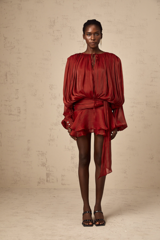 Selena | Charming Pleated Ruffled Mini Dress