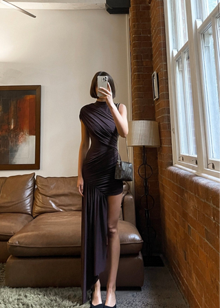 Lydia | Asymmetrical Ruched Maxi Dress