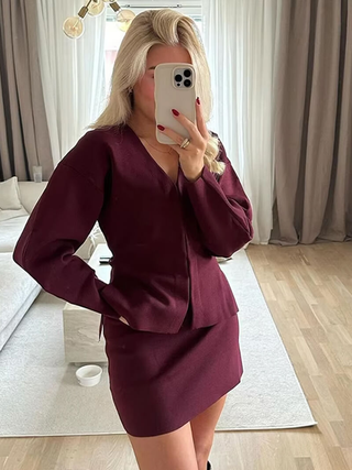 Ren | Red Wine Knit Set