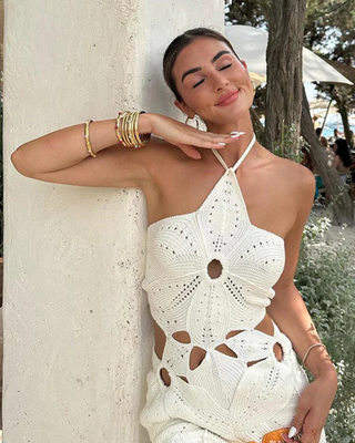 Evadne | Crochet Petal Mini Dress