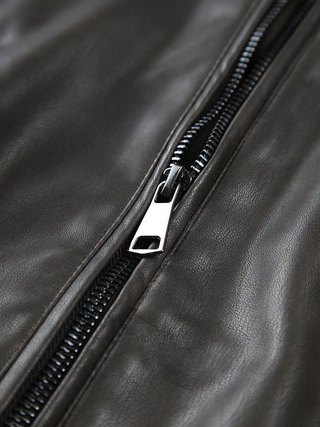 Zinnia | Cropped Faux Leather Bomber Jacket