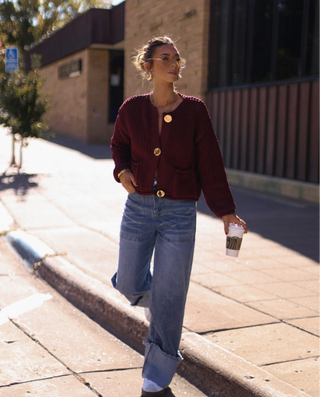 Sabina | Deep Wine Knit Cardigan