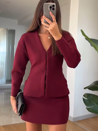 Ren | Red Wine Knit Set
