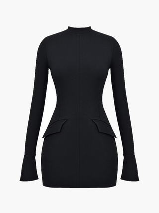 Maris | Elegant Long Sleeve Blue Dress