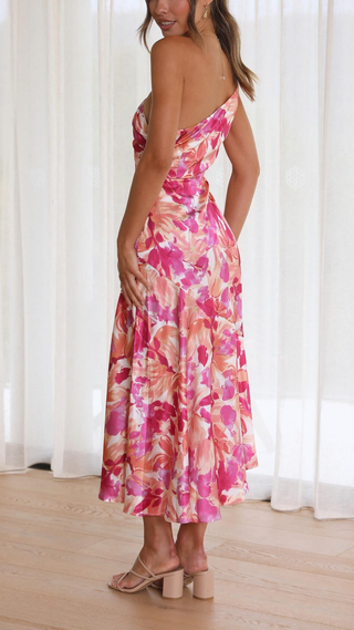 Camilla | Botanical One Shoulder Midi Dress