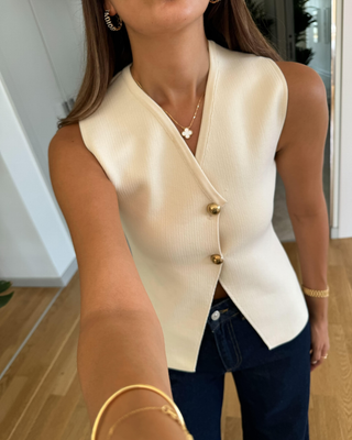 Seren | Textured Tricot Knit Waistcoat