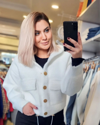 Nolani | Soft White Plush Hoodie Jacket