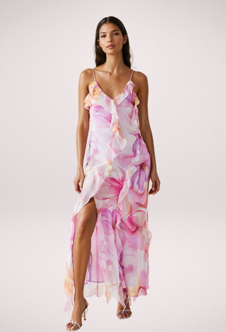 Cyrene | Floral Ruffle Maxi Dress