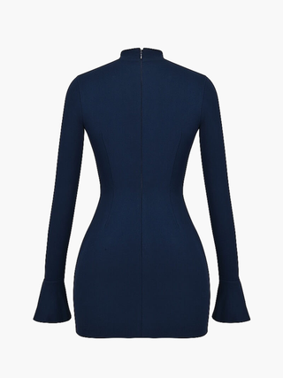 Maris | Elegant Long Sleeve Blue Dress