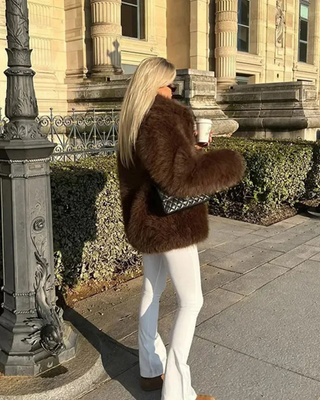 Aurelia | Mocha Faux Fur Longline Jacket