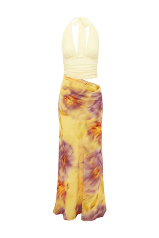 Vionelle Cut-Out Maxi Dress – Yellow Floral