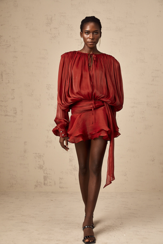 Selena | Charming Pleated Ruffled Mini Dress