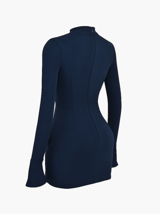 Maris | Elegant Long Sleeve Blue Dress