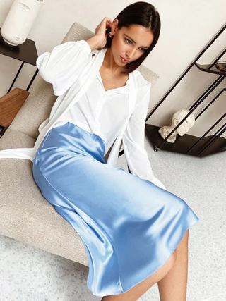 Ivy | Sleek Satin Midi Skirt