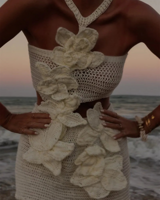 Calandra | Halter Knit Floral Mini Dress