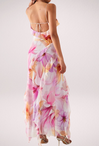 Cyrene | Floral Ruffle Maxi Dress