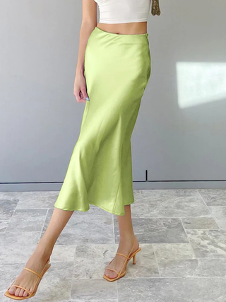 Ivy | Sleek Satin Midi Skirt