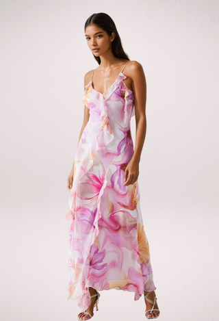 Cyrene | Floral Ruffle Maxi Dress