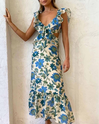 Sable | Flowing Ruffles Maxi Dress