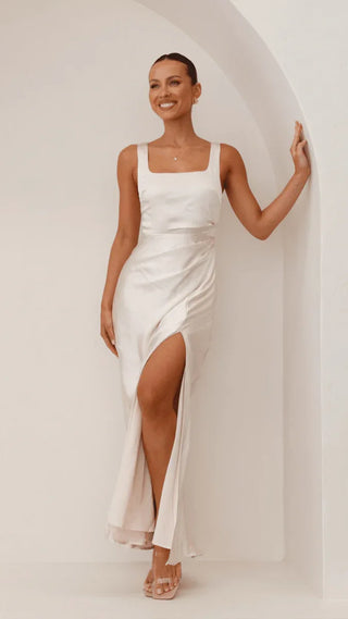 Valira Square Neck Maxi Dress – Cream