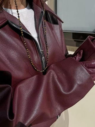Elowyn | Deep Wine Leather Jacket