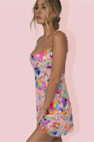 Valeria | Sparkling Open-Back Mini Dress